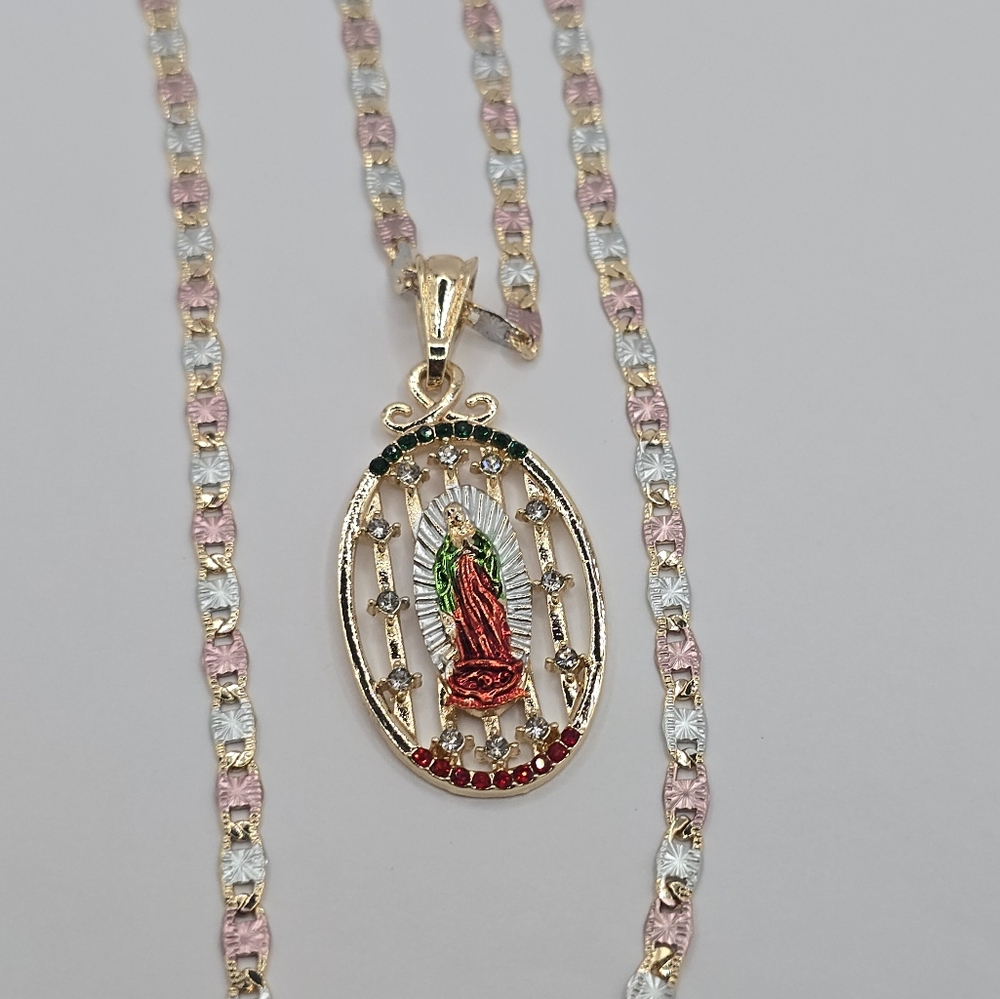 VIRGIN MARY beautiful necklace gold-plated three colors 20"inches